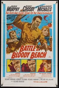 4d074 BATTLE AT BLOODY BEACH  1sh '61 Audie Murphy, the guts and glory story of the undefeatables!