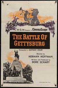 4d077 BATTLE OF GETTYSBURG  1sh '56 Civil War documentary, narrated by Leslie Nielsen!