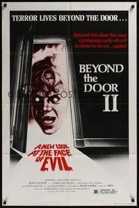 4d093 BEYOND THE DOOR II  1sh '78 Mario Bava's Schock, creepy art of girl with bloody razor!