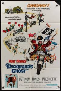 4d105 BLACKBEARD'S GHOST  1sh '68 Walt Disney, artwork of wacky invisible pirate Peter Ustinov!
