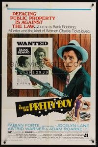 4d152 BULLET FOR PRETTY BOY  1sh '70 AIP noir, Fabian as Floyd w/tommy gun & wanted poster!