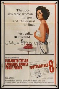 4d155 BUTTERFIELD 8  1sh '60 callgirl Elizabeth Taylor is the most desirable and easiest to find!