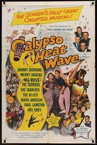 4d162 CALYPSO HEAT WAVE  1sh '57 Desmond & Anders, from the producers of Rock Around the Clock!
