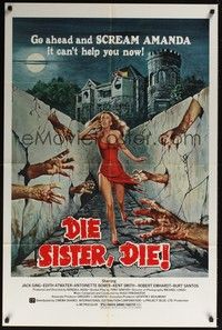 4d259 DIE SISTER DIE  1sh '72 great horror design & image, go ahead & scream1!