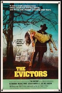 4d297 EVICTORS  1sh '79 Vic Morrow, directed by Charles B. Pierce, wild Drew Struzan art!
