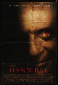 4d402 HANNIBAL int'l DS 1sh '00 creepy close up of red-eyed Anthony Hopkins as Dr. Lector!