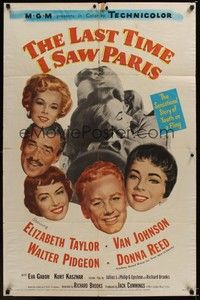 4d488 LAST TIME I SAW PARIS  1sh '54 Elizabeth Taylor, Van Johnson, Walter Pidgeon, Donna Reed