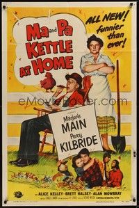 4d505 MA & PA KETTLE AT HOME  1sh '54 great wacky image of Marjorie Main & Percy Kilbride!