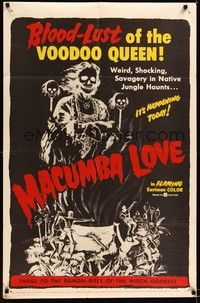 4d507 MACUMBA LOVE  1sh '60 weird, shocking savagery in native jungle, cool art of voodoo queen!