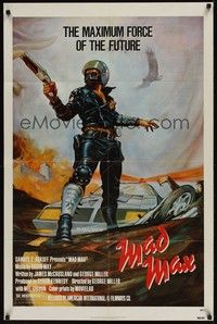 4d509 MAD MAX  1sh '80 art of wasteland cop Mel Gibson, George Miller Australian sci-fi classic!