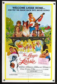4d512 MAGIC OF LASSIE  1sh '78 Mickey Rooney, famous Collie, great family artwork!