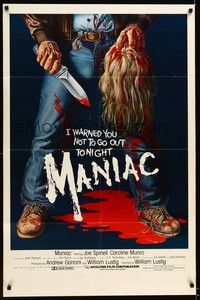 4d518 MANIAC  1sh '80 most classic gory Gaia horror artwork of killer holding severed head!