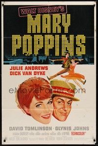 4d522 MARY POPPINS style A 1sh '64 Julie Andrews & Dick Van Dyke in Walt Disney's musical classic!