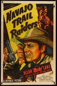 4d566 NAVAJO TRAIL RAIDERS  1sh '49 art of cowboy Allan Rocky Lane & his stallion Black Jack!