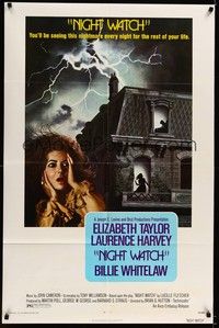 4d578 NIGHT WATCH  1sh '73 Elizabeth Taylor, Laurence Harvey, Billie Whitelaw!