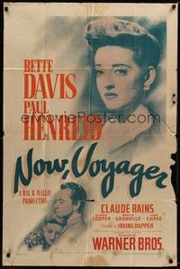 4d587 NOW VOYAGER  1sh '42 most classic romantic tearjerker, Bette Davis, Paul Henreid!