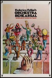 4d606 ORCHESTRA REHEARSAL  1sh '79 Federico Fellini's Prova d'orchestra, cool Bonhomme artwork!