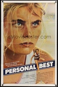 4d632 PERSONAL BEST  1sh '82 great close-up of athletic determined Mariel Hemingway!