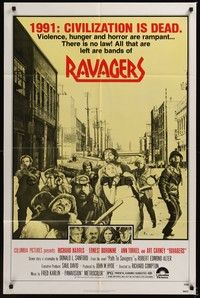 4d674 RAVAGERS  1sh '79 Richard Harris, Ernest Borgnine, it's 1991 and civilization is dead!