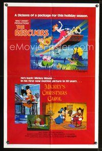 4d689 RESCUERS/MICKEY'S CHRISTMAS CAROL  1sh '83 Disney package for the holiday season!