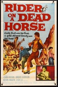 4d701 RIDER ON A DEAD HORSE  1sh '62 John Vivyan, Bruce Gordon, cool western art!