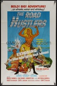 4d707 ROAD HUSTLERS  1sh '68 sexy art & dynamite action with illegal whiskey, women and thrills!