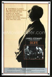 4d716 ROPE  1sh R83 James Stewart, profile of Alfred Hitchcock!
