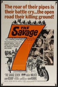 4d735 SAVAGE SEVEN  1sh '68 AIP, bad bikers, the open road their killing ground!