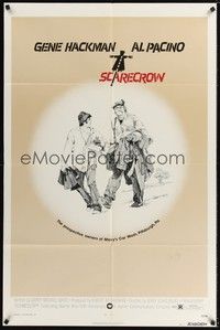 4d738 SCARECROW  1sh '73 cool artwork of Gene Hackman with cigar & young Al Pacino!