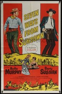 4d753 SEVEN WAYS FROM SUNDOWN  1sh '60 full-length cowboys Audie Murphy & Barry Sullivan!