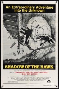 4d757 SHADOW OF THE HAWK  1sh '76 wild art of avenging Native American spirits!