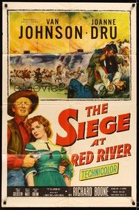 4d776 SIEGE AT RED RIVER  1sh '54 artwork of Van Johnson & Joanne Dru!