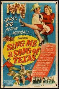 4d782 SING ME A SONG OF TEXAS  1sh '45 Rosemary Lane, Tom Tyler & Guinn Big Boy Williams!