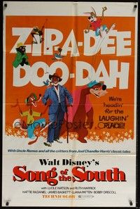 4d808 SONG OF THE SOUTH  1sh R72 Walt Disney, Uncle Remus, Br'er Rabbit & Br'er Bear!