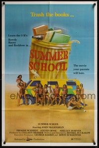 4d837 SUMMER SCHOOL  1sh '77 art of sexy teens on the beach, the movie your parents will hate!