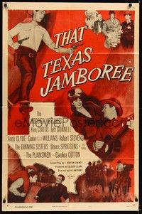 4d873 THAT TEXAS JAMBOREE style A 1sh R55 Hoosier Hotshots, singing cowboy musical!