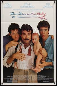 4d884 THREE MEN & A BABY  1sh '87 Tom Selleck, Ted Danson, Steve Guttenberg!
