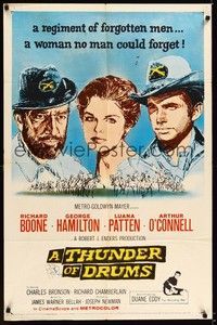 4d885 THUNDER OF DRUMS  1sh '61 art of Richard Boone, George Hamilton & Luana Patten, Civil War!