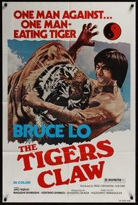 4d890 TIGER'S CLAW  1sh '78 Bruce Lo, wild image of man fighting tiger!