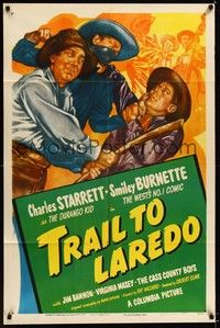 4d906 TRAIL TO LAREDO style A 1sh '48 Charles Starrett as The Durango Kid with Smiley Burnette!