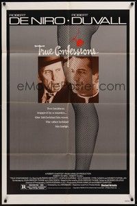 4d913 TRUE CONFESSIONS  1sh '81 priest Robert De Niro, detective Robert Duvall & sexy leg!