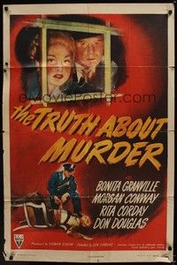 4d914 TRUTH ABOUT MURDER style A 1sh '46 District Attorney vs. his own wife in court, film noir!