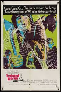 4d919 TWISTED NERVE  1sh '69 Hayley Mills, Roy Boulting English horror, cool psychedelic art!