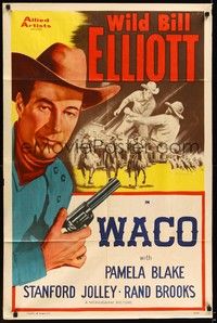 4d941 WACO style A 1sh R50s different art of Wild Bill Elliott with gun!