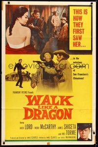 4d945 WALK LIKE A DRAGON  1sh '60 Jack Lord, Mel Torme, image of pretty girl exposed!