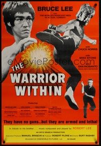 4d953 WARRIOR WITHIN 1sh '76 action images of Chuck Norris & Bruce Lee!