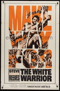 4d971 WHITE WARRIOR  1sh '61 cool art of chained Steve Hercules Reeves by Gustav Rehberger!