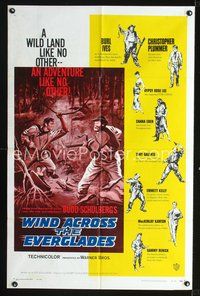 4d975 WIND ACROSS THE EVERGLADES  1sh '58 Burl Ives, written by Budd Schulberg, Nicholas Ray!