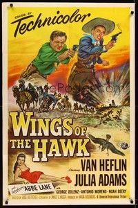 4d976 WINGS OF THE HAWK  1sh '53 art of Van Heflin & Julie Adams shooting, Budd Boetticher!