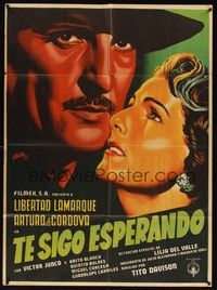 4e068 TE SIGO ESPERANDO Mexican poster '52 art of Libertad Lamarque & Arturo de Cordova!